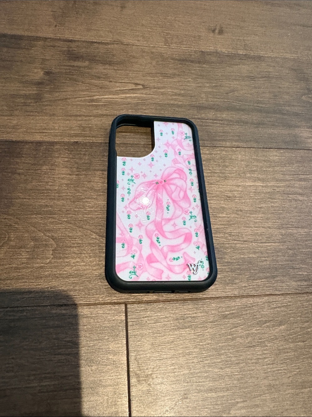 Wildflower Pink Ribbon Pattern Phone Case with Black Bumper iPhone 16